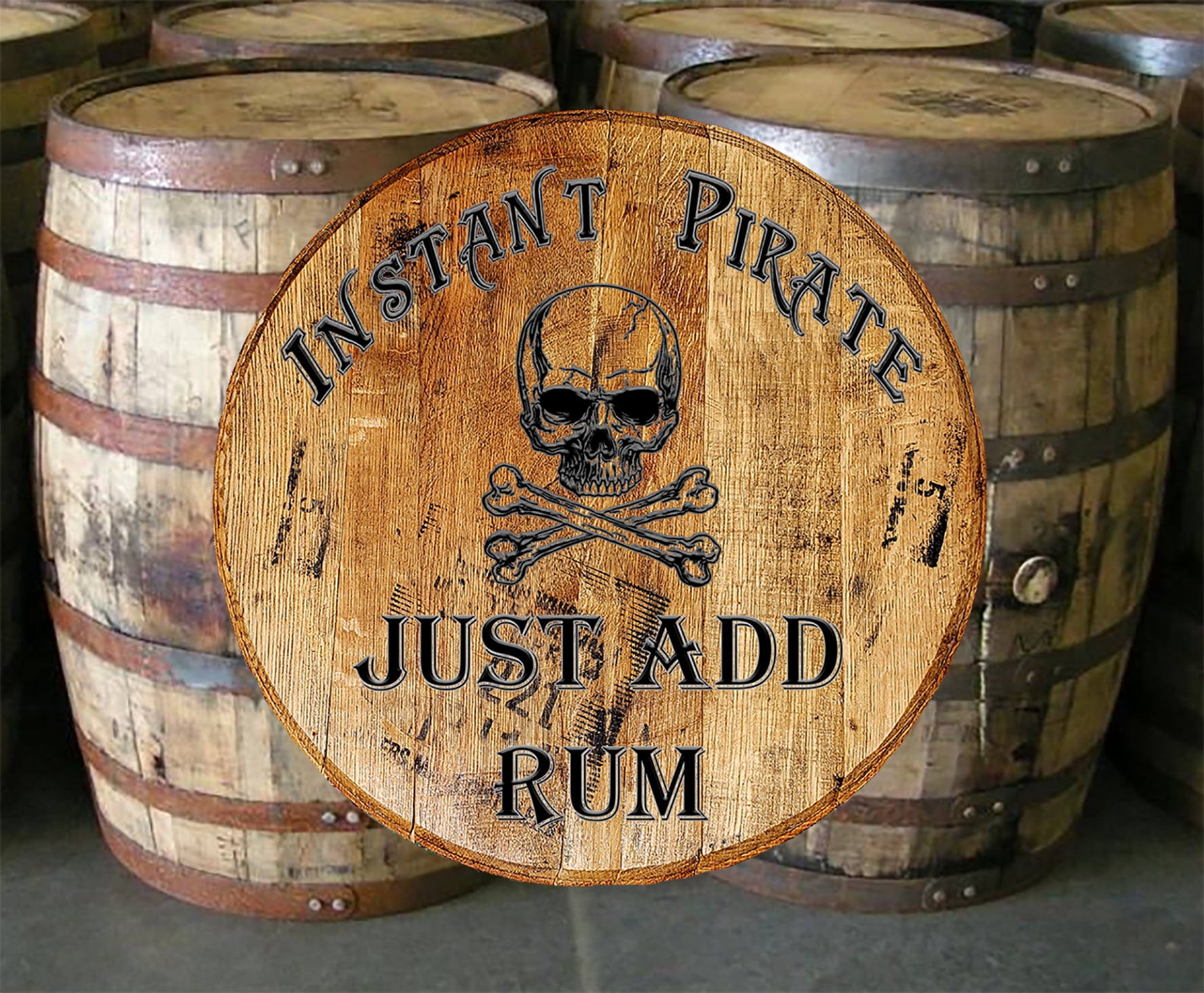 Whiskey Barrel Head Instant Pirate Just Add Rum Bar Sign Home Decor