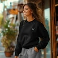 thumbnail image 4 of Dalix Butterfly Embroidery Relaxed Crewneck Sweatshirt Soft Fleece Fit Lounge Womens in Black XS X-Small, 4 of 4