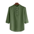 thumbnail image 2 of Ceisia Men's Shirt | Loose Stand Collar 3/4 Sleeve Shirt | Breathable Wrinkle-resistant (Solid Colors) Gift, 2 of 5