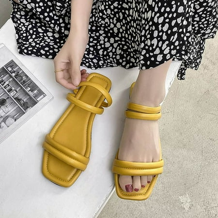 

KKCXFJX slippers for women Fashion Women s Summer Slip-On Flat Beach Open Toe Breathable Sandals Shoes Slippers