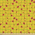thumbnail image 2 of Floral Fabric by the Yard, Monochrome Strawberries and Flowers in Cheerful Summer Tones Pattern, Decorative Upholstery Fabric for Sofas and Home Accents, Dark Pink Earth Yellow by Ambesonne, 2 of 5
