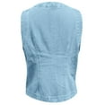 thumbnail image 5 of TrendOFT Button Down Denim Vest Tops for Women Sleeveless Fitted Jean Tank Tops Summer Trendy Casual Waistcoat Blue S, 5 of 6