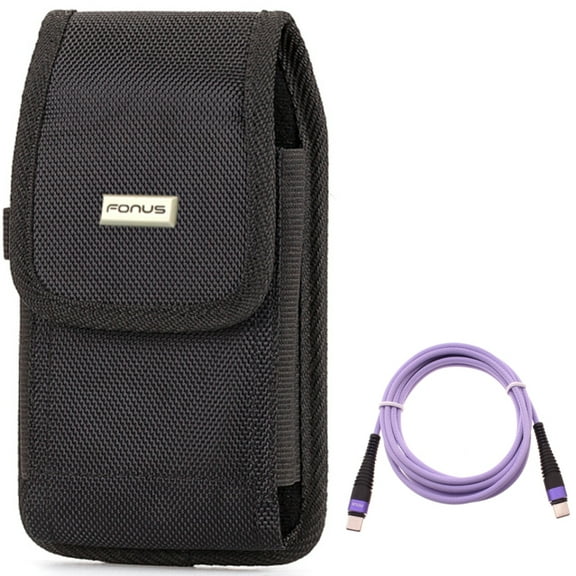 Case Belt Clip   Purple 10ft PD Cable for Motorola One 5G Ace Phone - Rugged Holster Canvas Cover and  Type-C to USB-C Fast Charger Cord Extra Long Power Combo for Motorola One 5G Ace