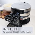 thumbnail image 2 of JS Gourmet - Máquina de gofres belga doble de 1400 W con rotación de 180°, bloqueo de mango seguro, indicador de luz roja, platos antiadherentes de 8 pulgadas y bandeja de goteo extraíble para una, 2 of 5