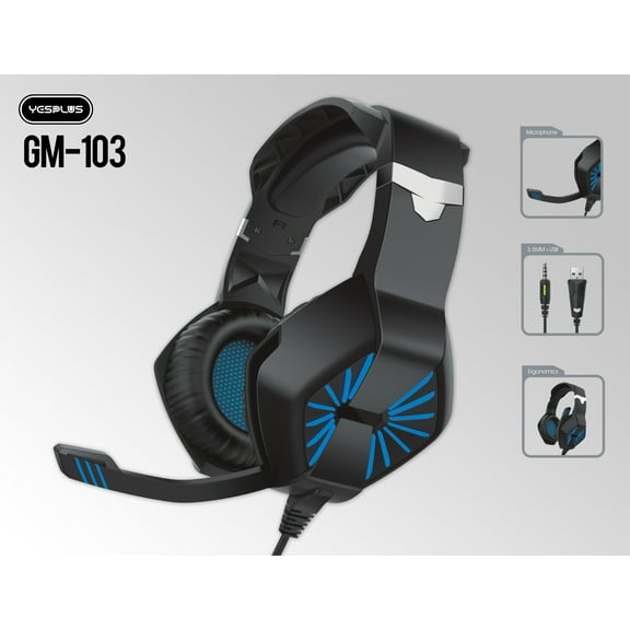 Stereo Gaming Headset for PS4, PC, Xbox One Controller, Noise Cancelling Over Ear Headphones with Mic, LED Light, Bass Surround, Soft Memory Earmuffs for Laptop Mac Nintendo Switch Games