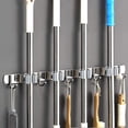 thumbnail image 1 of Mop Broom Holder, Stainless Steel Wall Mounted Storage Organizer Tool for Kitchen, Garage, Garden, Landry, Bathroom Organization and storage (2 Racks 3 Hooks), 1 of 7