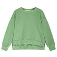 thumbnail image 3 of Odeerbi Kids Girls Crewneck Sweatshirts Fall Winter Pullover Sweatshirt Long Sleeve Sweatshirt Top Side Split Drop Shoulder Sweatshirts 5-14 Years Kids Clothes Mint Green, 3 of 5