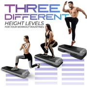 Yes4All Adjustable Aerobic Step Platform, 40 in x 16 in with 4 Risers, Black and Grey