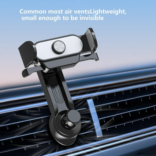 Soporte universal para teléfono de coche con sujeción automática - Clip de ventilación giratorio de 360° para fundas gruesas, compatible con todos los smartphones para navegación y conducción con