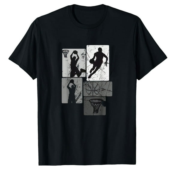 AALJY Retro Style Basketball Playing Kids Boys 10-12 12-14 Gifts T-Shirt