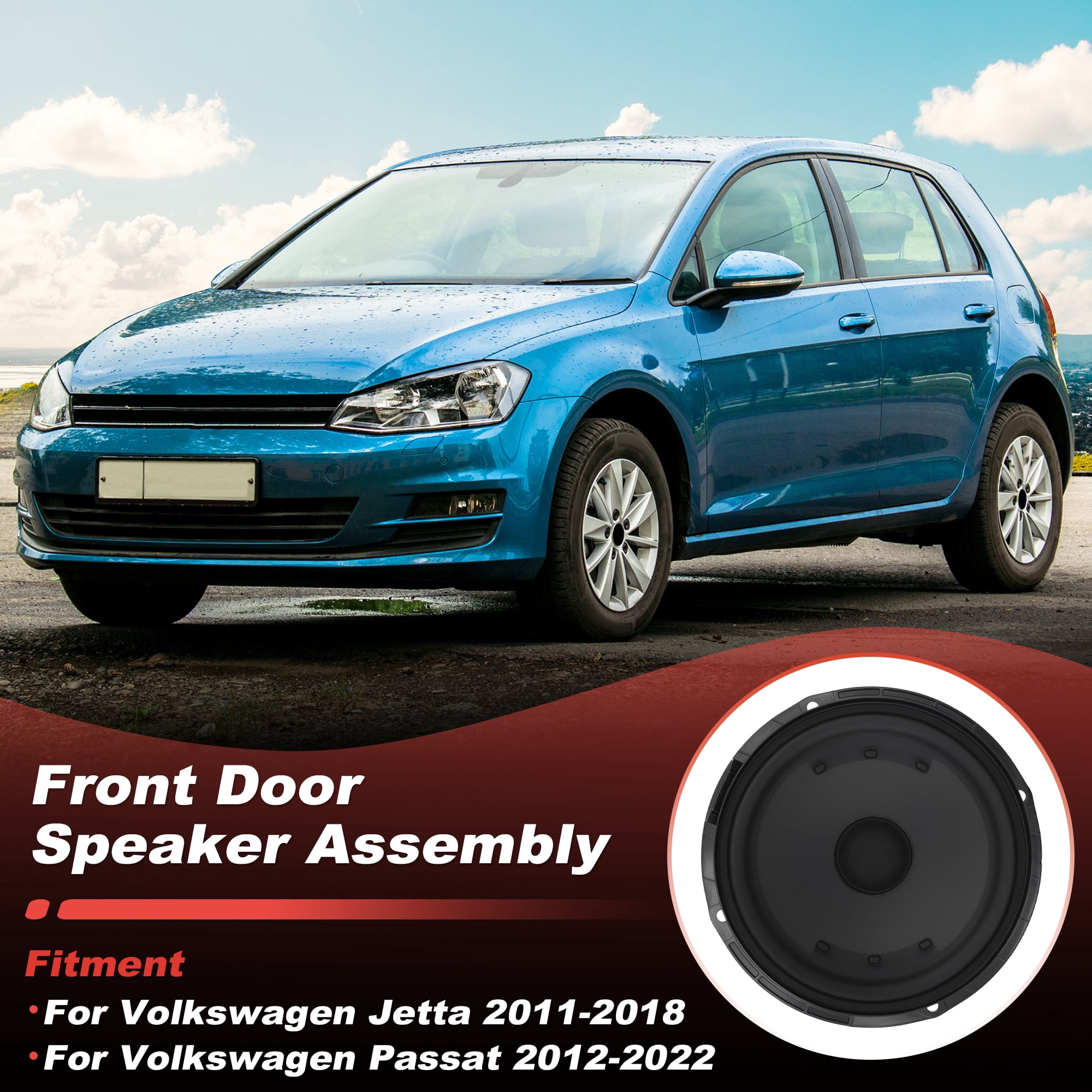 5C6035454A Front Door Speaker Assembly for Volkswagen Passat Jetta 2012-2018 6.7inch Midbass Car Audio Loudspeaker Left or Right Door Radio Speaker Coaxial Speakers 5C6-035-454-A