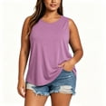thumbnail image 2 of Josdec Women Plus Size Solid Round Neck Sleeveless Curved Hem Tank Top Soft Polyester Loose Casual Layering Vest Spring Summer Daily Loungewear Shirts L-5XL, 2 of 8