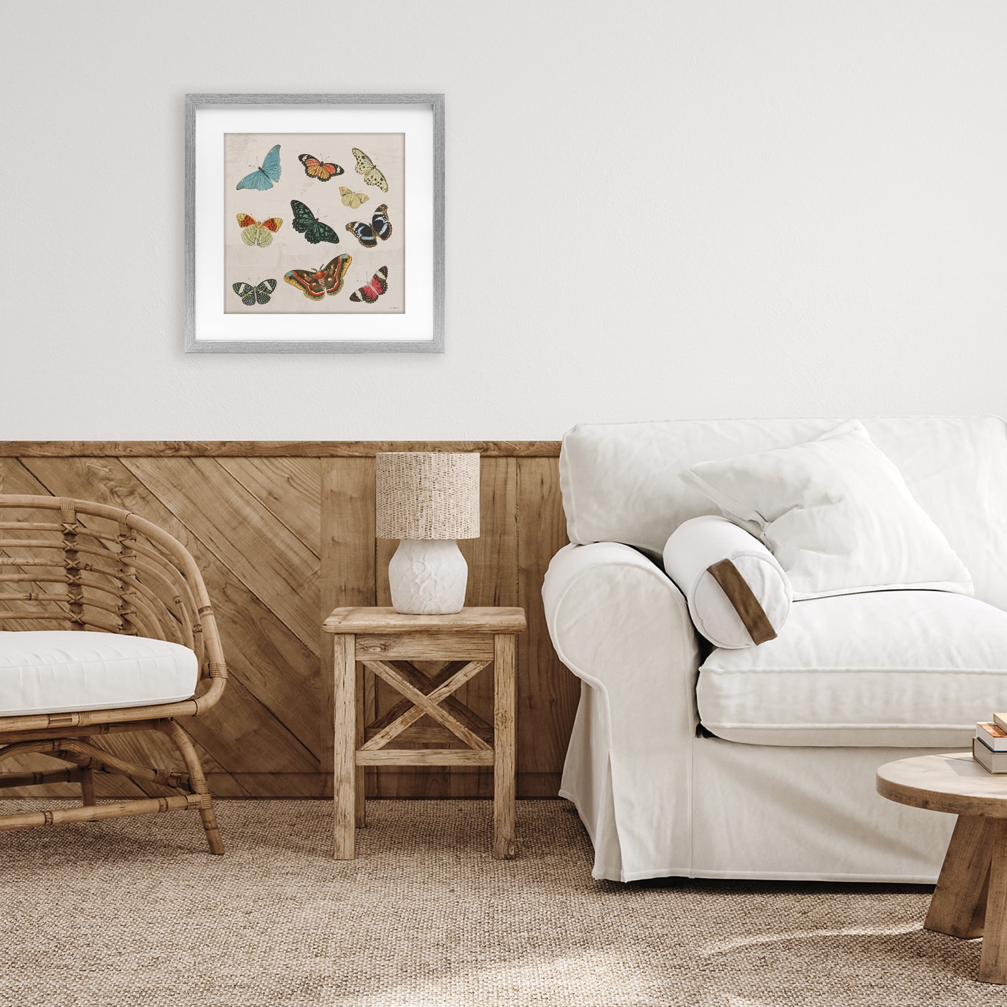 Stupell Industries Vintage Butterfly Flight Gray Framed Print Under Glass, design by Dan Meneely