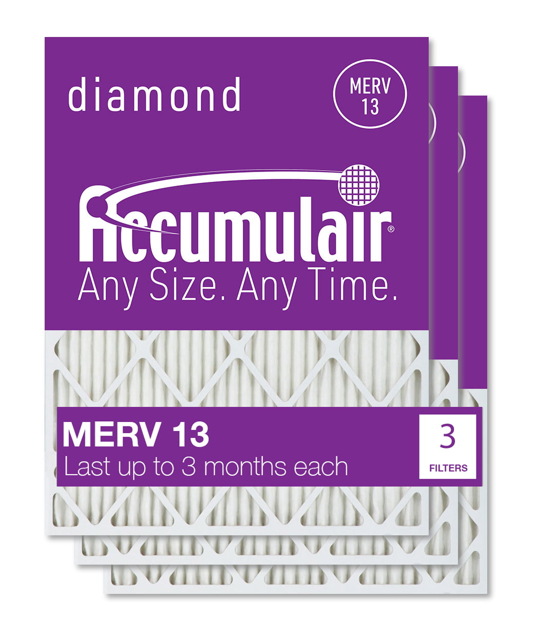 Accumulair Diamond 1-Inch MERV 13 Air Filter/Furnace Filters 2 pack 