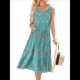 thumbnail image 2 of Vestido de Verano para Mujer, Sin Mangas, Floral, con Cuello Redondo, Cintura Alta, Corte A, Midi y Bolsillos Verde XXL, 2 of 10