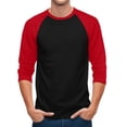 thumbnail image 5 of Gaukiv Men's Three Quarter Sleeve Shirts Raglan Crew Neck Tees Solid Color Body with Contrast Sleeves Baseball Shirts Red 3XL, 5 of 7