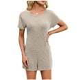 thumbnail image 2 of Censtreet Women Summer V-Neck Shorts Jumpsuit One Piece Bodysuit Pajama Sleeveless Bodycon Rompers Overall, 2 of 8