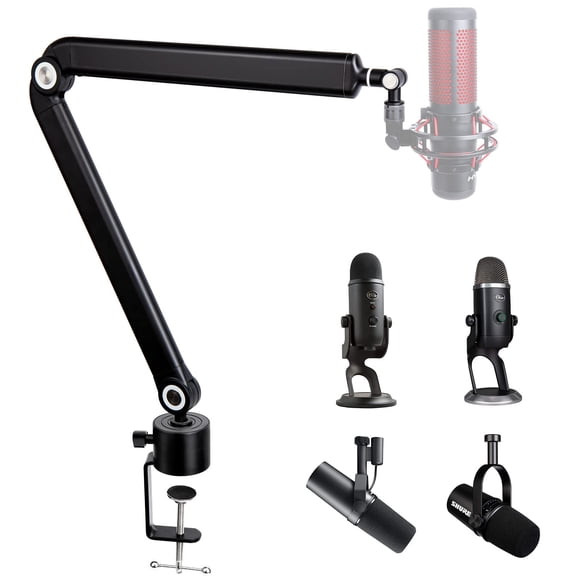 SUNMON Mic Stand Boom Arm - Microphone Arm Compatible with HyperX QuadCast, 360&deg; Rotation Microphone Stand, Weighted Metal Mic Boom Arm for Hyper