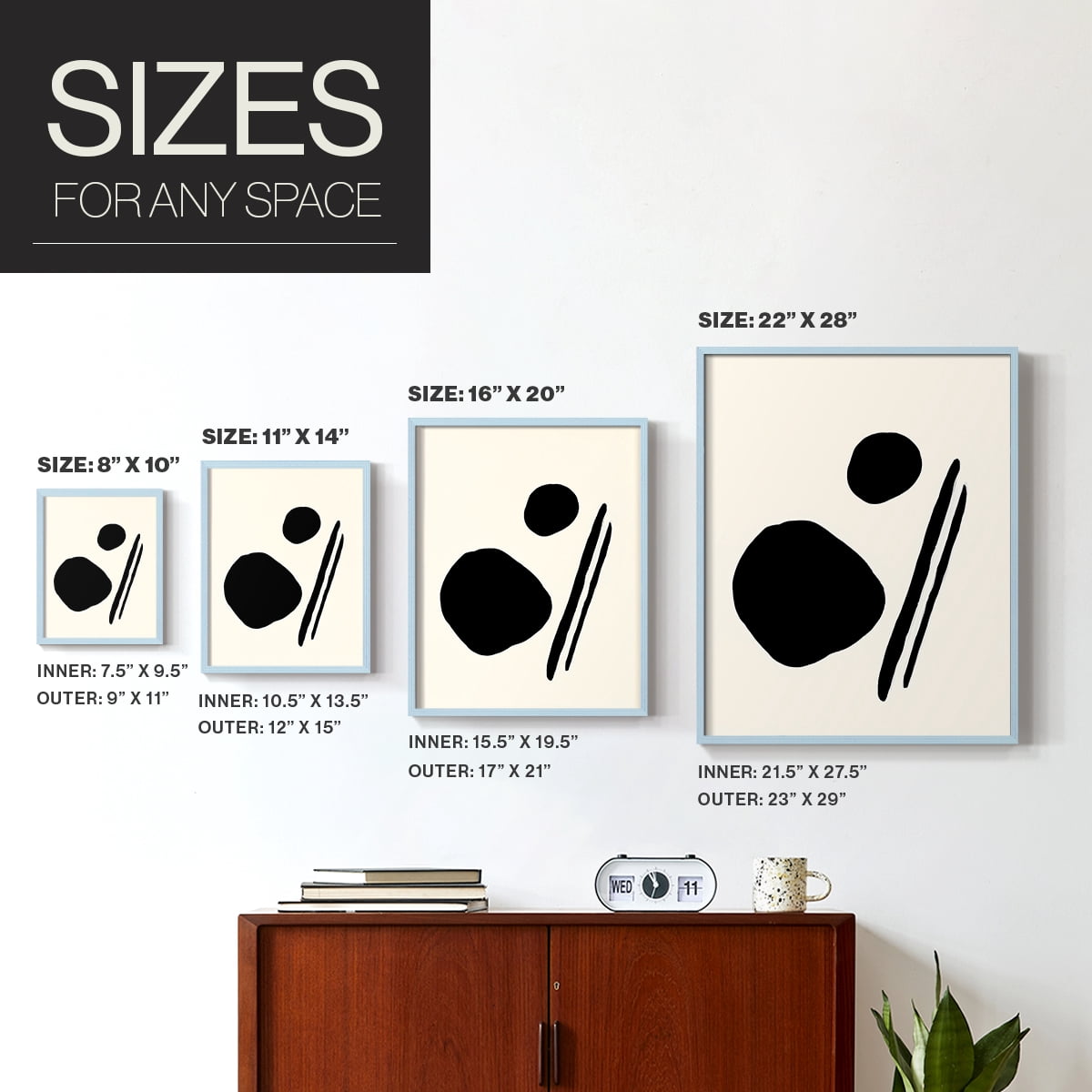 Sticks & Stones III V30 Framed Print in Blue Solid Wood Framed Print No Nail Hanging