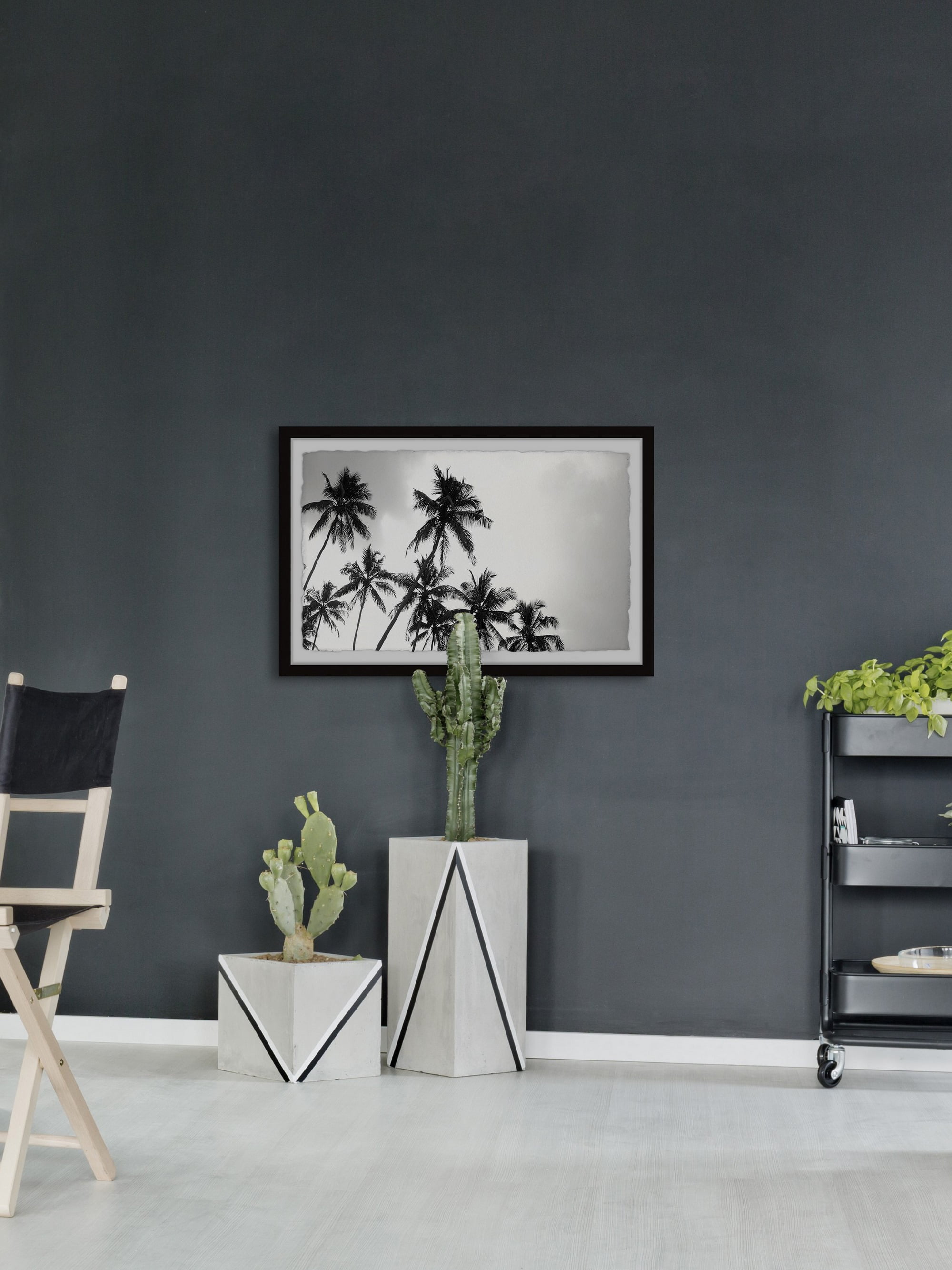 Marmont Hill Black and White Palms Framed Wall Art, 12" x 18"