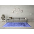 thumbnail image 3 of Ahgly Company Machine Washable Indoor Round Oriental Blue Industrial Area Rugs, 5' Round, 3 of 4
