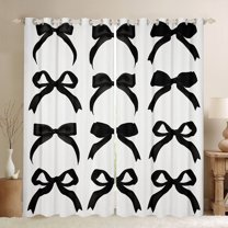 Manfei Girls Black Ribbon Curtains Pack of 2 (42x84 Each), Cartoon Bowknot Bow-tie Curtains Blackout, Princess Bow Style Bedroom Curtains, Curtains and Drapes Home Decor