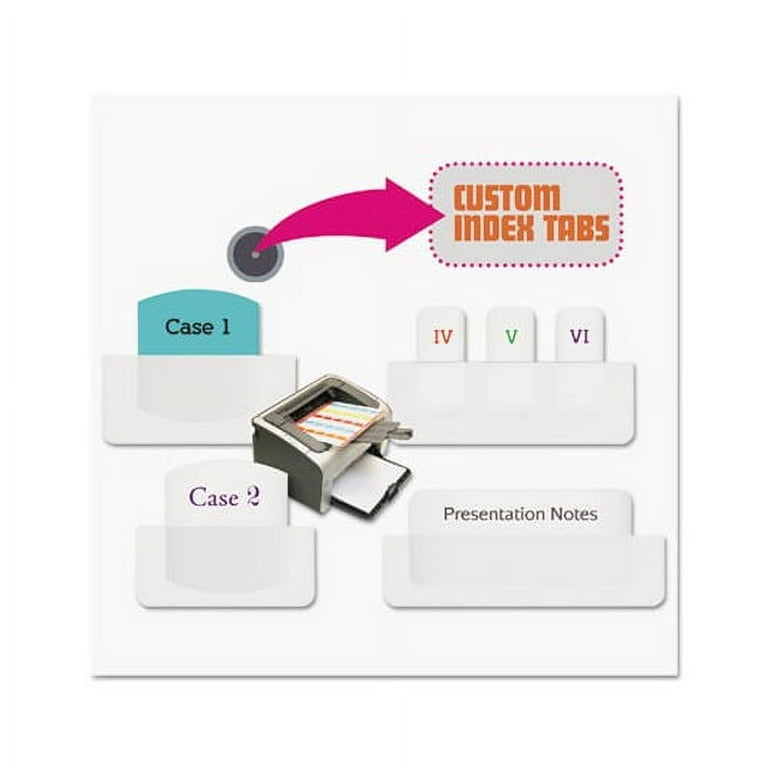 Laser Printable Index Tabs, 1/12-Cut, White, 0.44