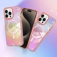 thumbnail image 6 of Laser Case Designed for iPhone 15 Pro Case Compatible with Magsafe Fluorescent Iridescent Transparent Case for Women Soft TPU Bumper Hard Back Shockproof Protective Cover-Clear/Pink, 6 of 6