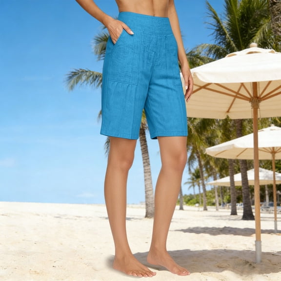 YueHuiYing Womens Bermuda Golf Shorts Inseam - Quick Dry Active Shorts with Pockets Athletic and Breathable