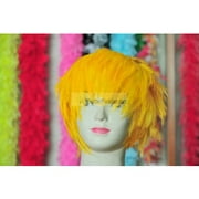 Gold Yellow Hackle Feather Wig Halloween Costume Wig