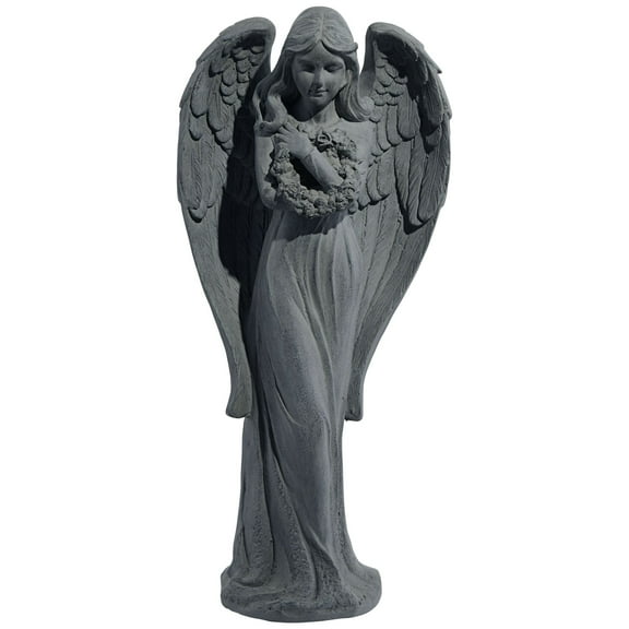 John Timberland Standing Angel Statue Sculpture Catholic Decor Indoor Outdoor Garden Front Porch Faux Greystone Ceramic 25" Tall