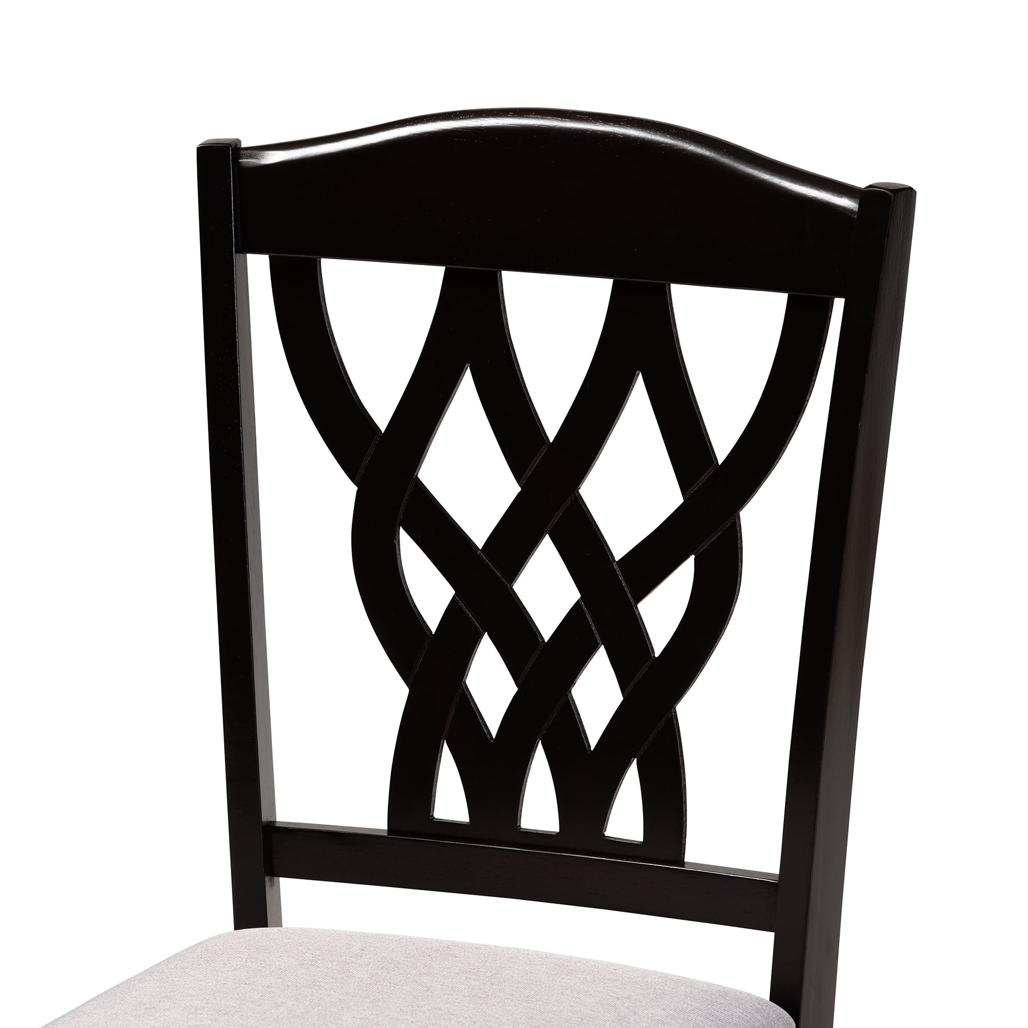 Baxton Studio Delilah Modern and Contemporary Grey Fabric Upholstered and Dark Brown Finished Wood 2-Piece Dining Chair Set