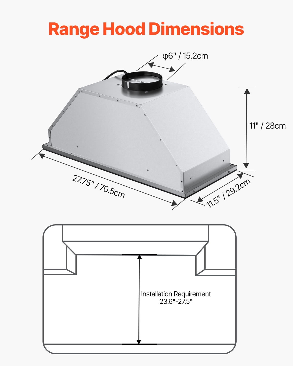 KFFKFF Kitchen Exhaust System, 30 Inch Integrated Stove Ventilation, 800CFM in Stainless Steel, Featuring Motion & Touch Activation, LED Illumination, Baffle Filters, 4-Speed Fan