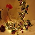 thumbnail image 3 of 2m/6.56ft 20 LEDs Christmas Garland String Light Battery Powered Red Berry Garland Light Holly Leaves Wreath for Christmas Tree Thanksgiving Party Decoration, 3 of 9