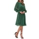 thumbnail image 4 of INSPIRE CHIC Vestido Casual de Malla con Estrellas Brillantes, Manga Larga Abullonada, Cintura Elástica, Cuello Barco, Talla XL, Verde, 4 of 5