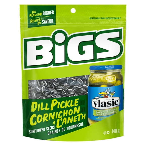 Graines de tournesol à saveur de cornichon à l’aneth VLASIC BiGS – Sans colorants ni arômes artificiels, teneur élevée en fibres –