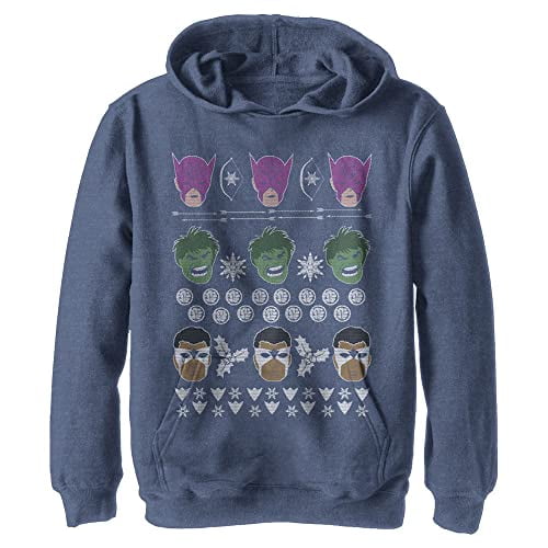 Kids Classic Avengers Sweater Youth Pullover Hoodie, Navy Blue Heather, X-Large