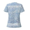 thumbnail image 3 of Uemuo White Bule Glitter Drawing Women's Deep V-Neck Low Cut Tops - Casual Loose Fit with Stainless Steel Loop, Soft, Breathable, Perfect for Office, Travel, and Daily Wear-Medium, 3 of 5