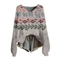 thumbnail image 4 of NMMUED Sweater Tops for Women V Neck Sweater Women Vintage Sweaters for Women Patterned Sweaters for Women Knit Sweater for Women Womens Tops Casual Long Sleeve Sweaters for Women Gray L, 4 of 4