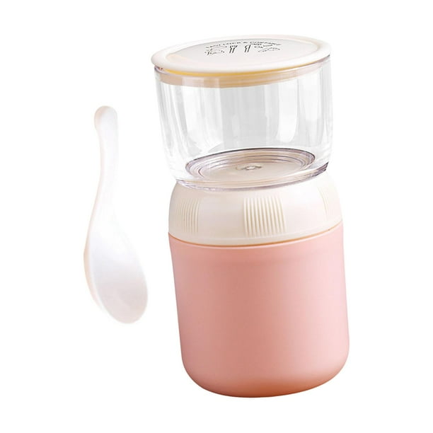Recipiente para yogur, desmontable, a prueba de fugas, de acero inoxidable, con aislamiento para alimentos. Rosado