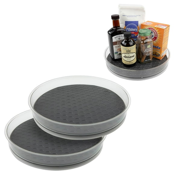 Spectrum Lazy Susan Organizer Hexa Round Medium (2-Pack) - Lazy Susan Turntable for Cabinet Refrigerator Pantry Table & Shelf - Rotating & Spinning Pantry Organization & Storage for Fridge