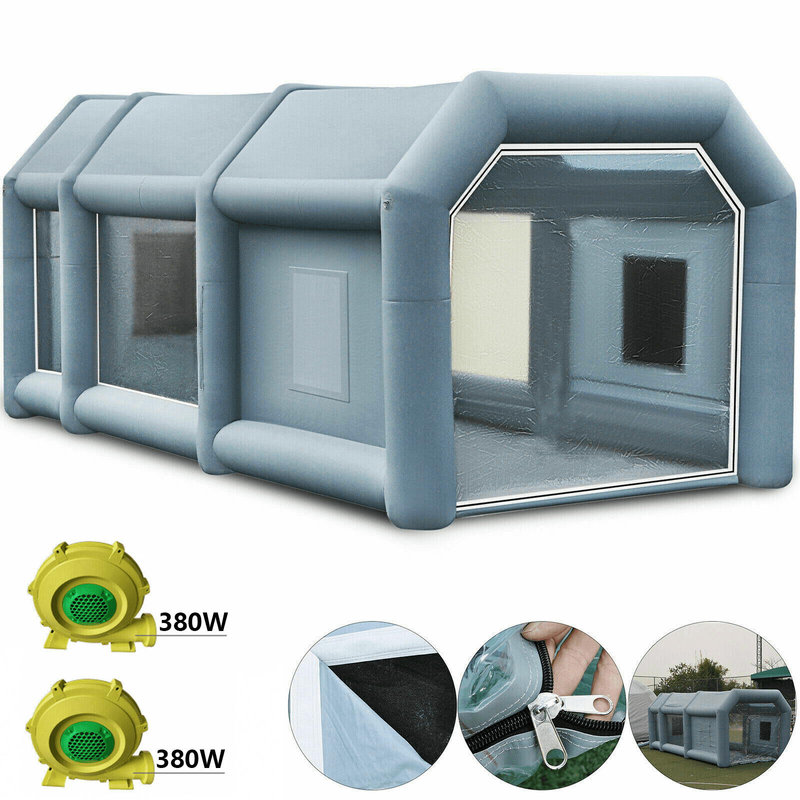 WGIA 13X8X7Feet(2 blowers)Inflatable Spray Paint Booth Tent Mobile Car Paint US