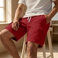 thumbnail image 5 of Workout Shorts Men Baeitkot Men's Solid Color Drawstring Multi-Pocket Cargo Shorts Casual Bottoms, 5 of 7