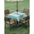 thumbnail image 5 of Square Outdoor Tablecloth with Umbrella Hole Teal Summer Coastal Outside Table Cloth Waterproof Patio Table Cover Modern Ocean Waves Starfish Shell Zipper Tablecloths for Picnic Camping 60x60 Inch, 5 of 8