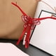 thumbnail image 2 of Gibobby Verano calzoncillos adelgazantes Tanga masaje con cuentas bordadas para mujer, calzoncillos lentejuelas gama abierta tiro bajo（Rojo，Talla única), 2 of 4