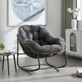 thumbnail image 6 of PORKISS Papasan Rocking Chair Indoor and Outdoor, Patio Rocker Recliner Chair with Padded Cushion, Modern Lounge Egg Chair with Steel, Rattan Frame, Velvet Grey, 6 of 11