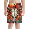thumbnail image 2 of Cauagu Western Desert Cactus Ram Skull Print Swim Trunks for Men,Youth Boys Swim Shorts Compression Liner Beach Shorts Boys' Swimming Shorts 7-20 Years Bathing Suit-Small, 2 of 7