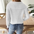 thumbnail image 4 of Amidoa Long Sleeve Sweaters for Women Crop White Crochet Winter Solid Collared Sweaters Womens Cardigan Sweaters M, 4 of 6