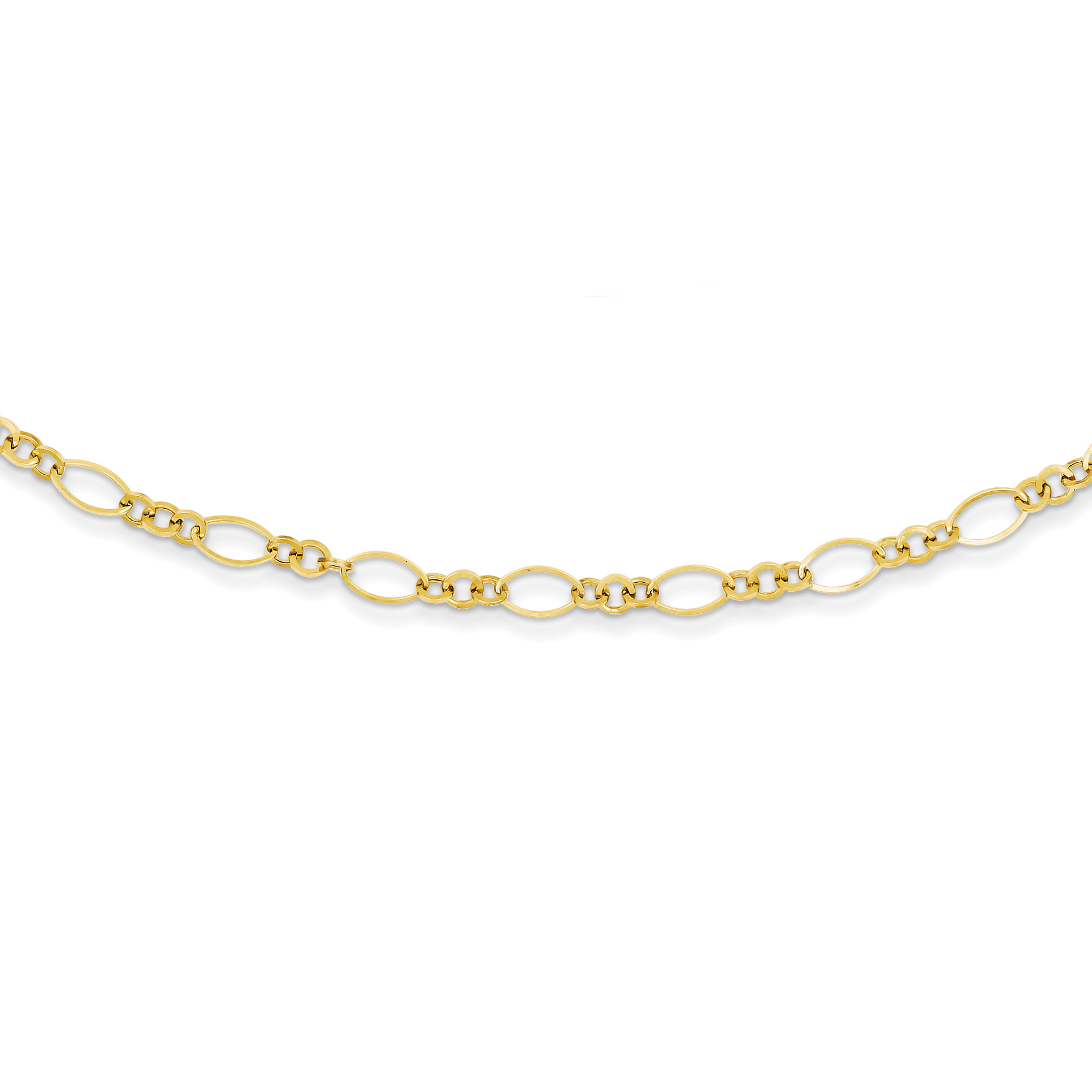 Chaîne Breloque Pendentif Collier à Maillons Ovales en Or Jaune 14k
