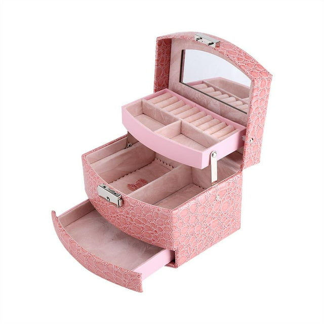 Greensen 3 Layers Jewelry Necklace Ring Storage Box Case Lady Gift Home Supplies ,Jewelry Box, 3 Layers Jewelry Box